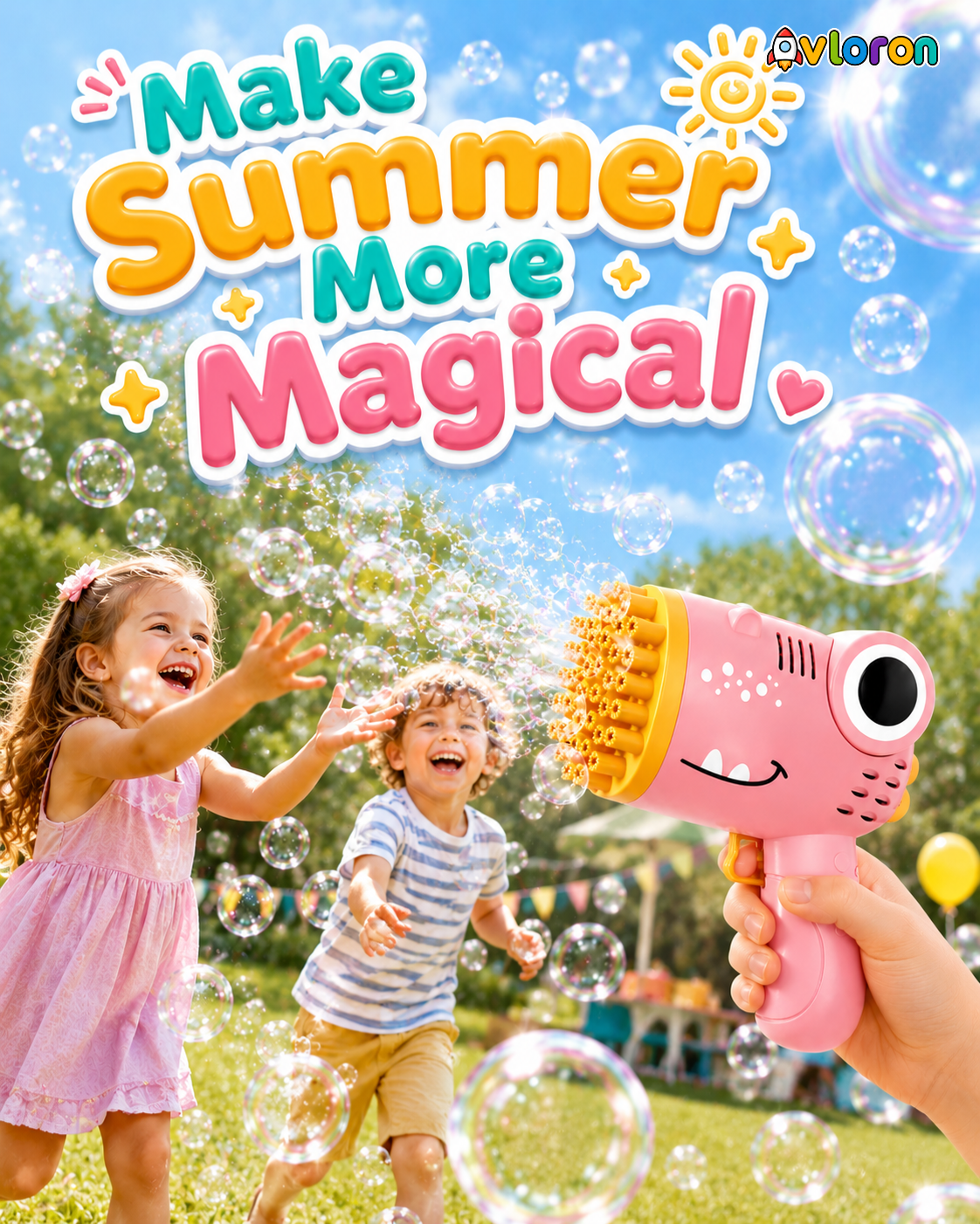 40-Hole Dinosaur Bubble Machine Gun with Automatic Bubble Blasting – Outdoor Bubble Toy for Parties, Weddings & Kids Ages 3+