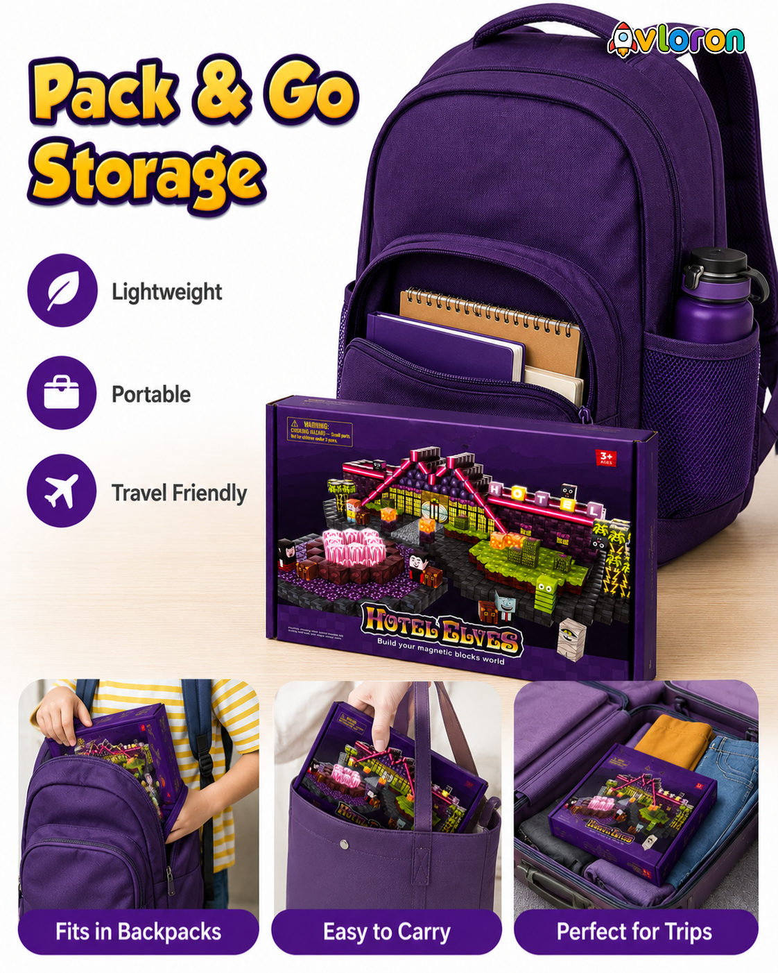 Magnetic Blocks 188PCS Hotel Elves Series with Light-Up Magnetic Tiles – STEM Building Toy for Creativity & Motor Skills Ages 3+