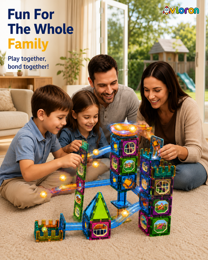 Avloron Magic Magnetic Blocks 123PCS Light-Up Marble World – STEM Building Toy for Imaginative Play & Motor Skills Ages 3+