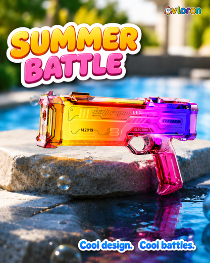 Avloron Electric Water Gun with LED Lights & Music – Rechargeable Automatic Water Blaster for Kids & Adults
