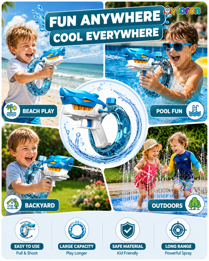 Shark Electric Water Gun with Long-Range High-Pressure Spray – Exciting Outdoor Water Battles for Kids