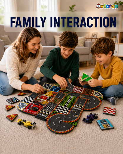 Magnetic Track Tiles 3D Dynamic World 44PCS – STEM Racing Construction Set with Strong Magnetic Force – Develop Creativity & Motor Skills Ages 3+