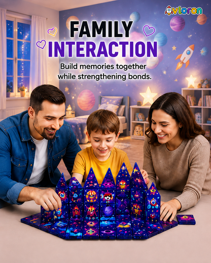 Avloron Magnetic Building Tiles 3D Galaxy World 60PCS - STEM Construction Set with Strong Magnetic Force-Develop Thinking & Motor Skills Ages 3+