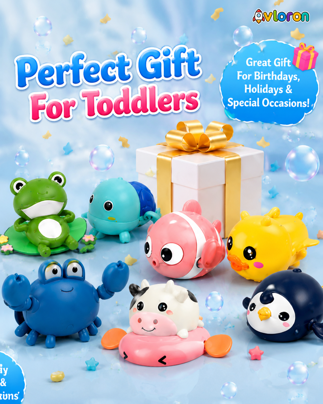 Wind-Up Bath Toy Set with Floating Swimming Action – Interactive Water Play Fun for Kids