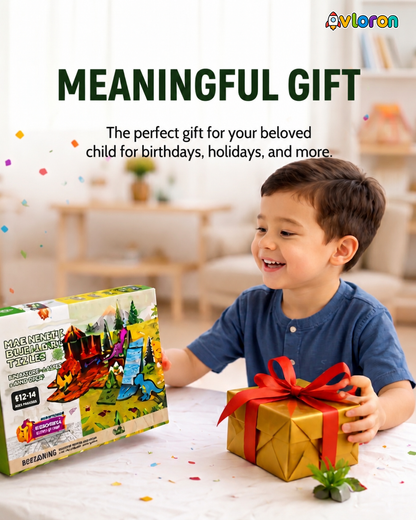 Magnetic Building Tiles 3D Dino World 44PCS - STEM Construction Set with Strong Magnetic Force-Develop Thinking & Motor Skills Ages 3+