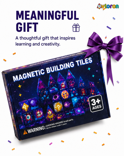 Avloron Magnetic Building Tiles 3D Galaxy World 60PCS - STEM Construction Set with Strong Magnetic Force-Develop Thinking & Motor Skills Ages 3+