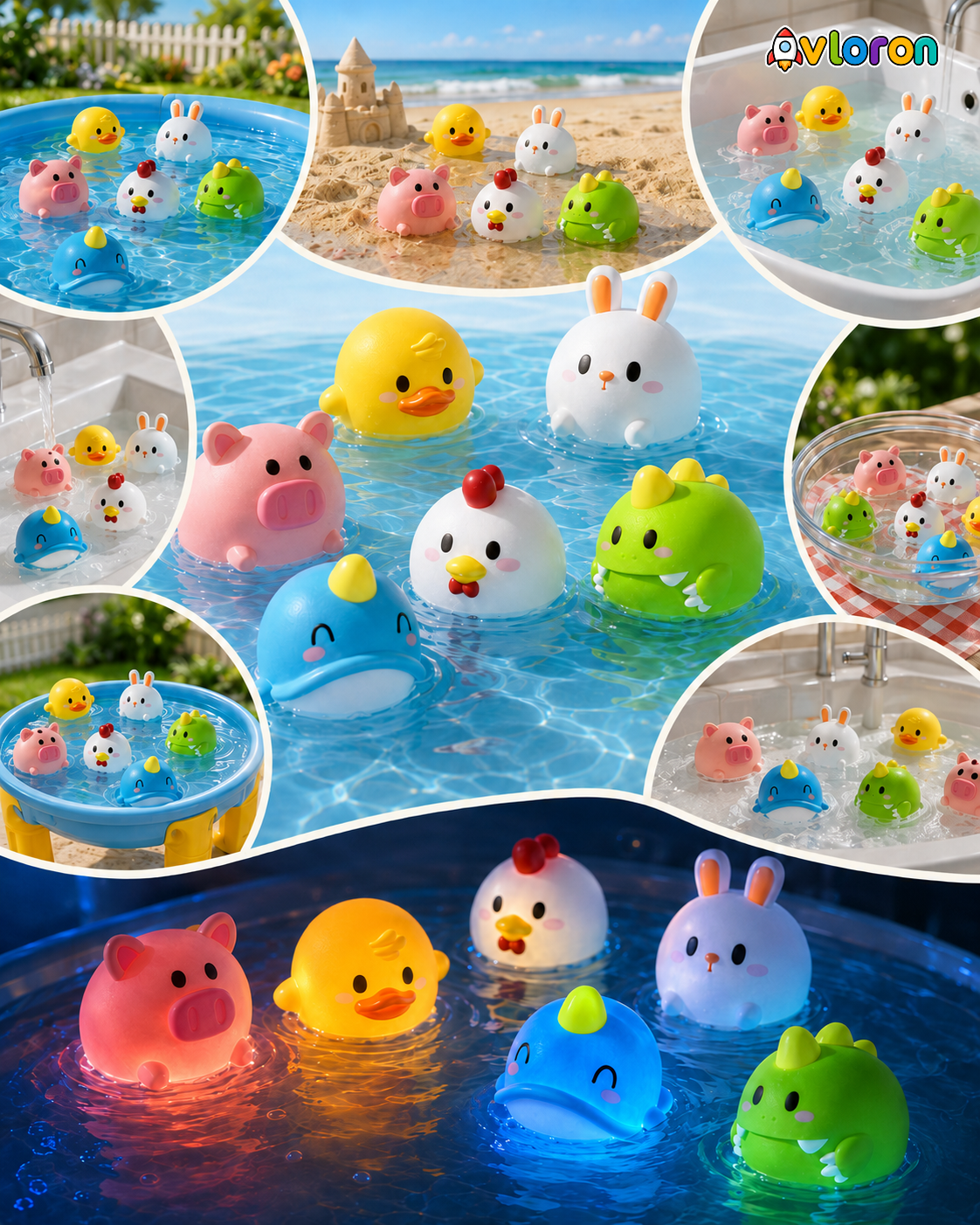 Avloron Light-Up Floating Animal Bath Toy – Cute Cartoon Water Toy for Kids