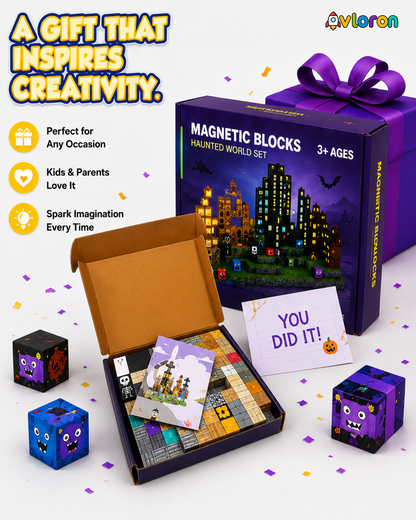 Magnetic Blocks 137PCS Halloween Set with Light-Up Magnetic Tiles – STEM Building Toy for Creativity & Motor Skills Ages 3+