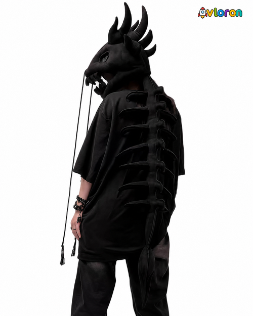 Avloron Dinosaur Skeleton Headpiece – 3D Plush Skull Headwear for Halloween Cosplay, Festivals & Unisex Costume Dress Up