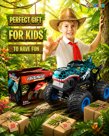 Monster Truck with LED Lights & 360° Spinning Action – Dinosaur Stunt Truck Fun for Kids Ages 3+