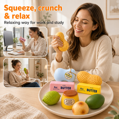 4PCS/8PCS AVLORON Crunchy Sound Squishy Set, Handmade Soft Squeeze Sensory Fidget Toys, ASMR Stress Relief Desk Toys for Teens & Adults